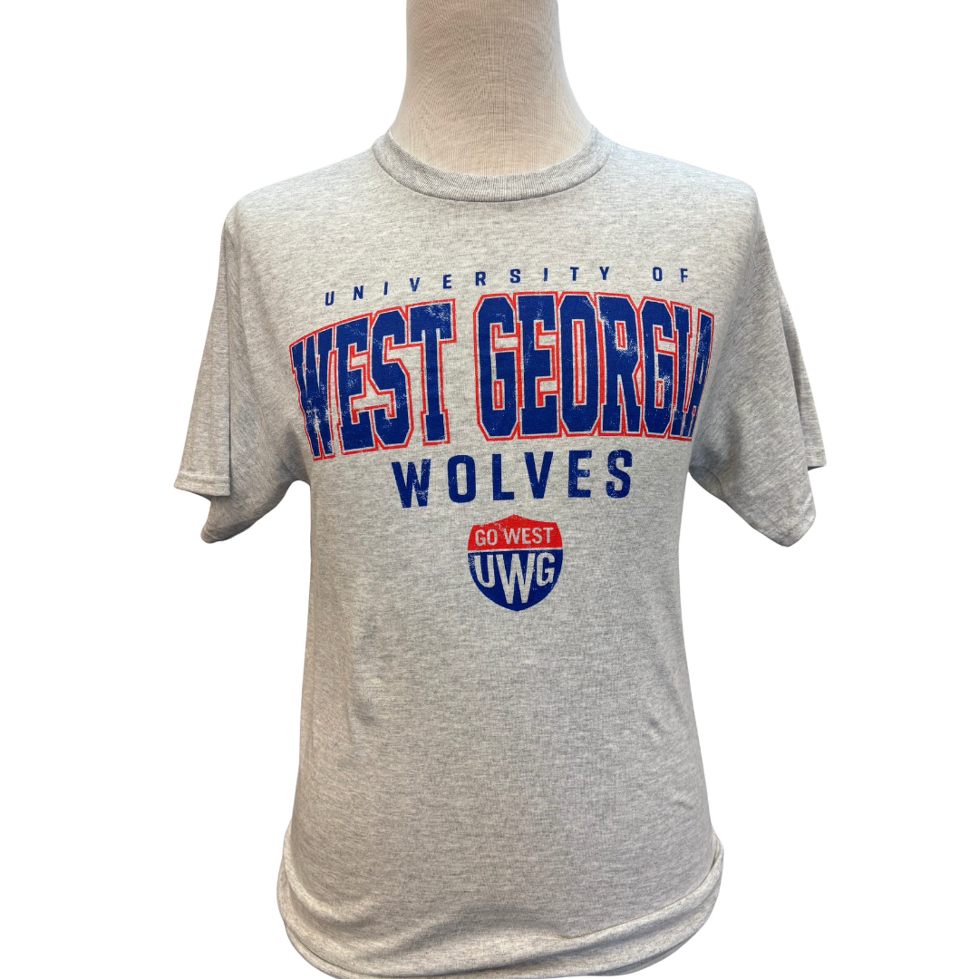 BLUE AND RED SCRIPT TEE; $19.99