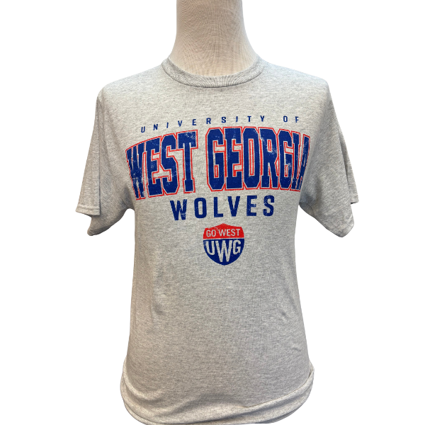 BLUE AND RED SCRIPT TEE; $19.99