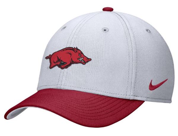 Arkansas Razorbacks Nike Dri Fit Rise Colorblock Structured Stretch Fit Cap; $34.00
