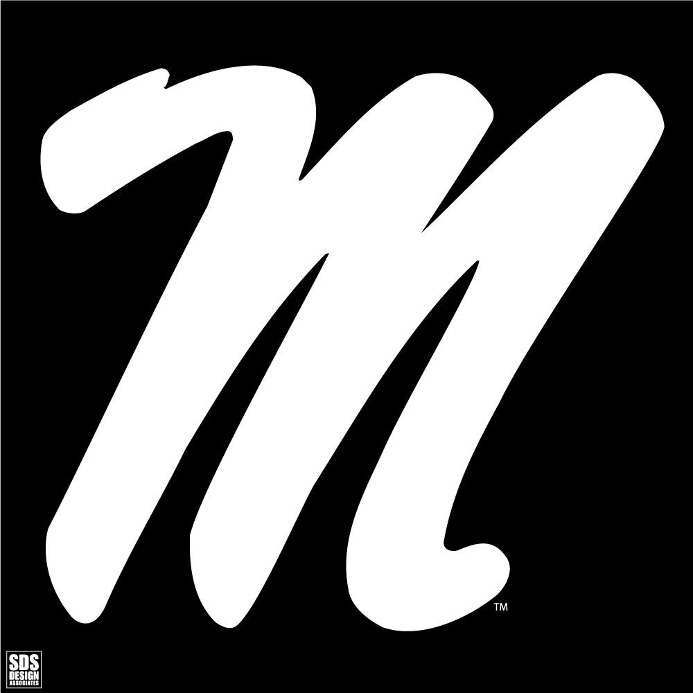 image of: White Script M Vinyl Decal 3 in