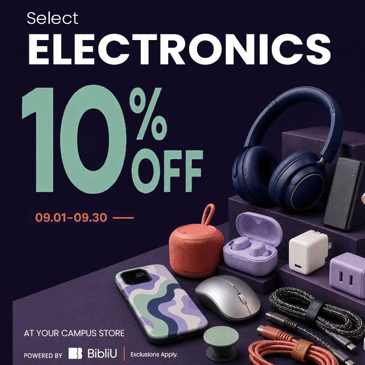 Monthly Promo: 10% off select electronics. Shop now. Valid through the month of September.