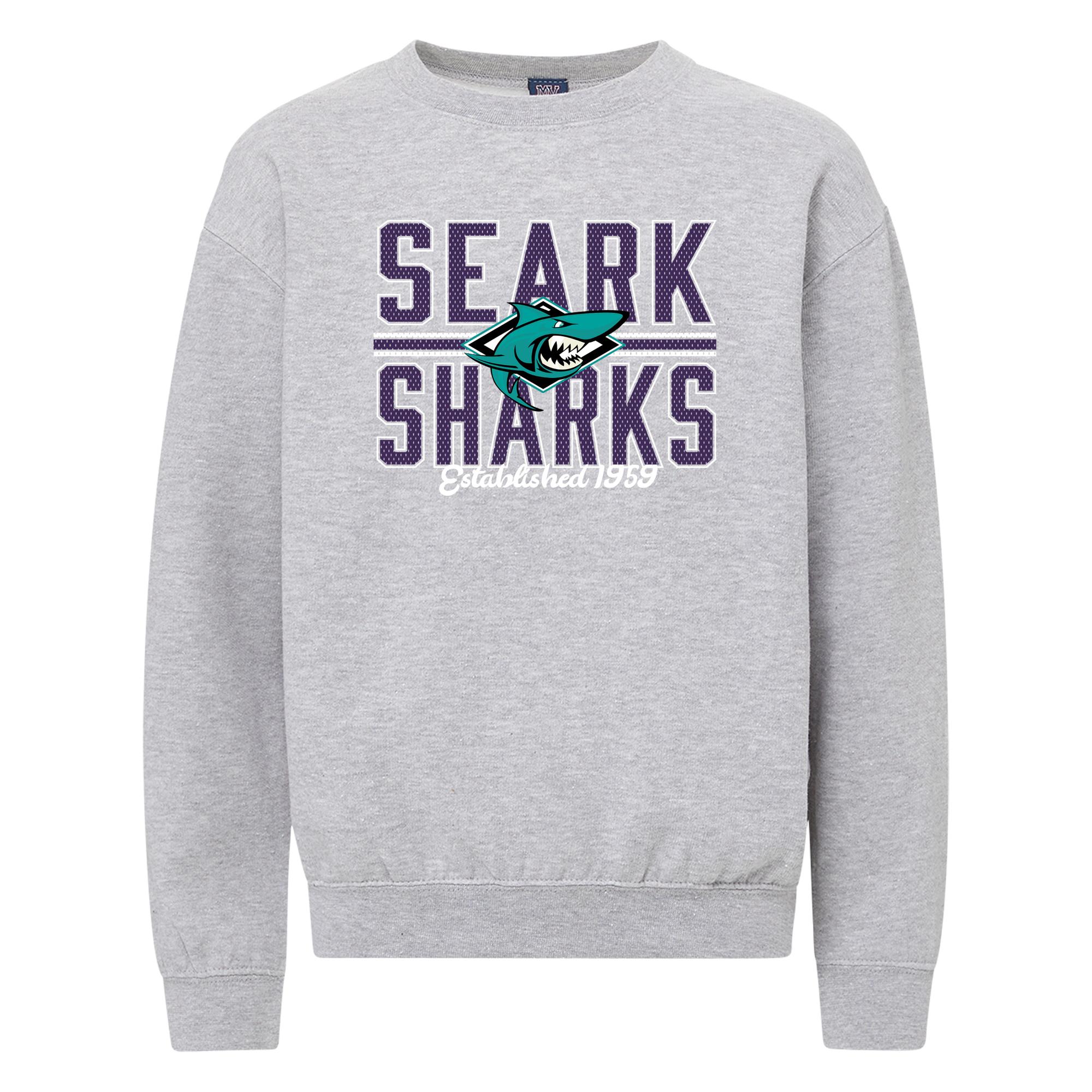 Product image 1 of 1 for Southeast Arkansas College Youth SEARK Sharks Crewneck Sweatshirt, Heather Gray