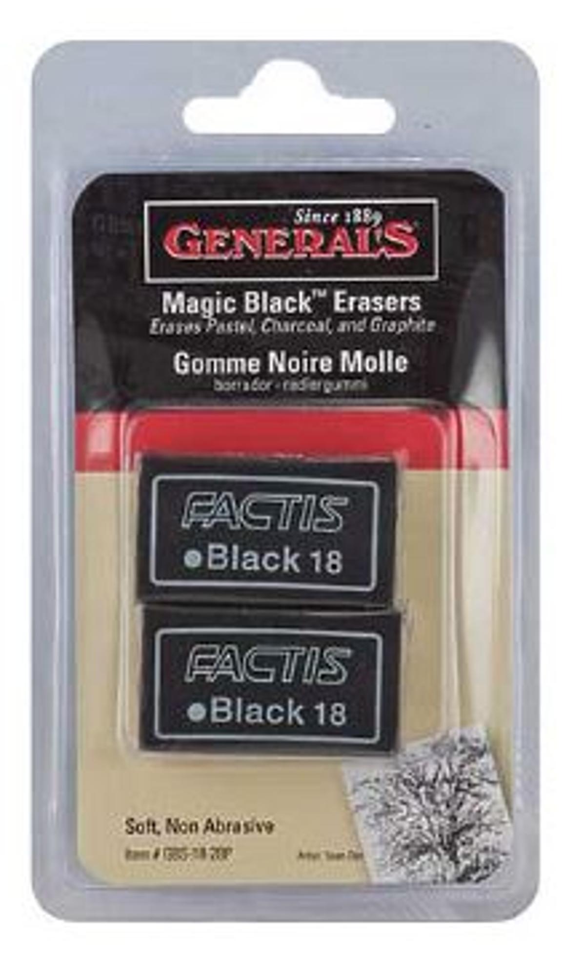 image of: Generals Magic Black Erasers 2pk