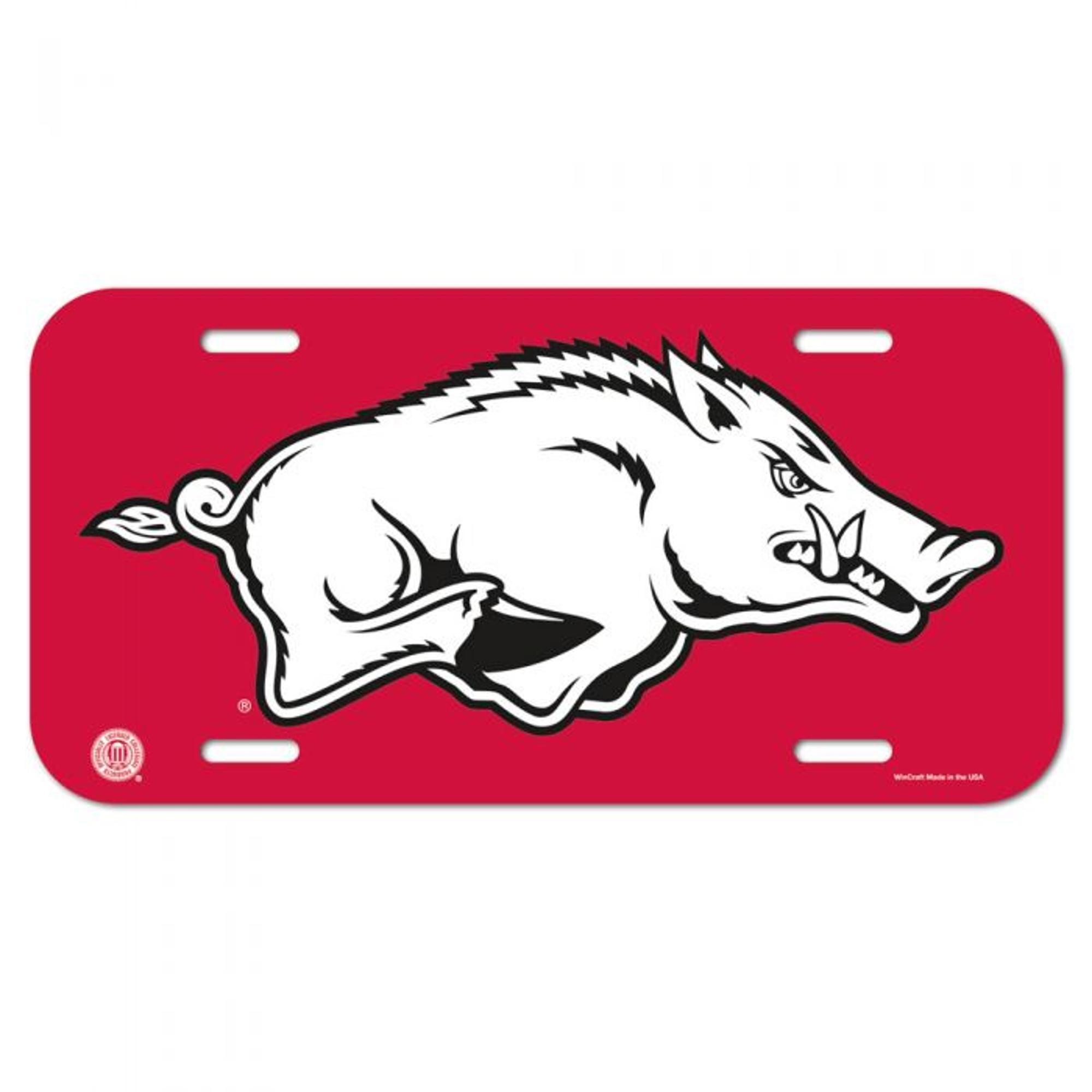 image of: Arkansas Razorbacks Running Hog License Plate - Crimson