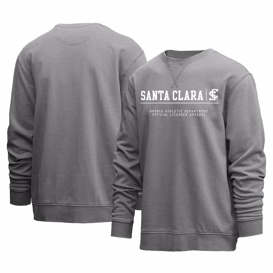 image of: Santa Clara Broncos Vintage Burnout Crew Sweatshirt, Gray