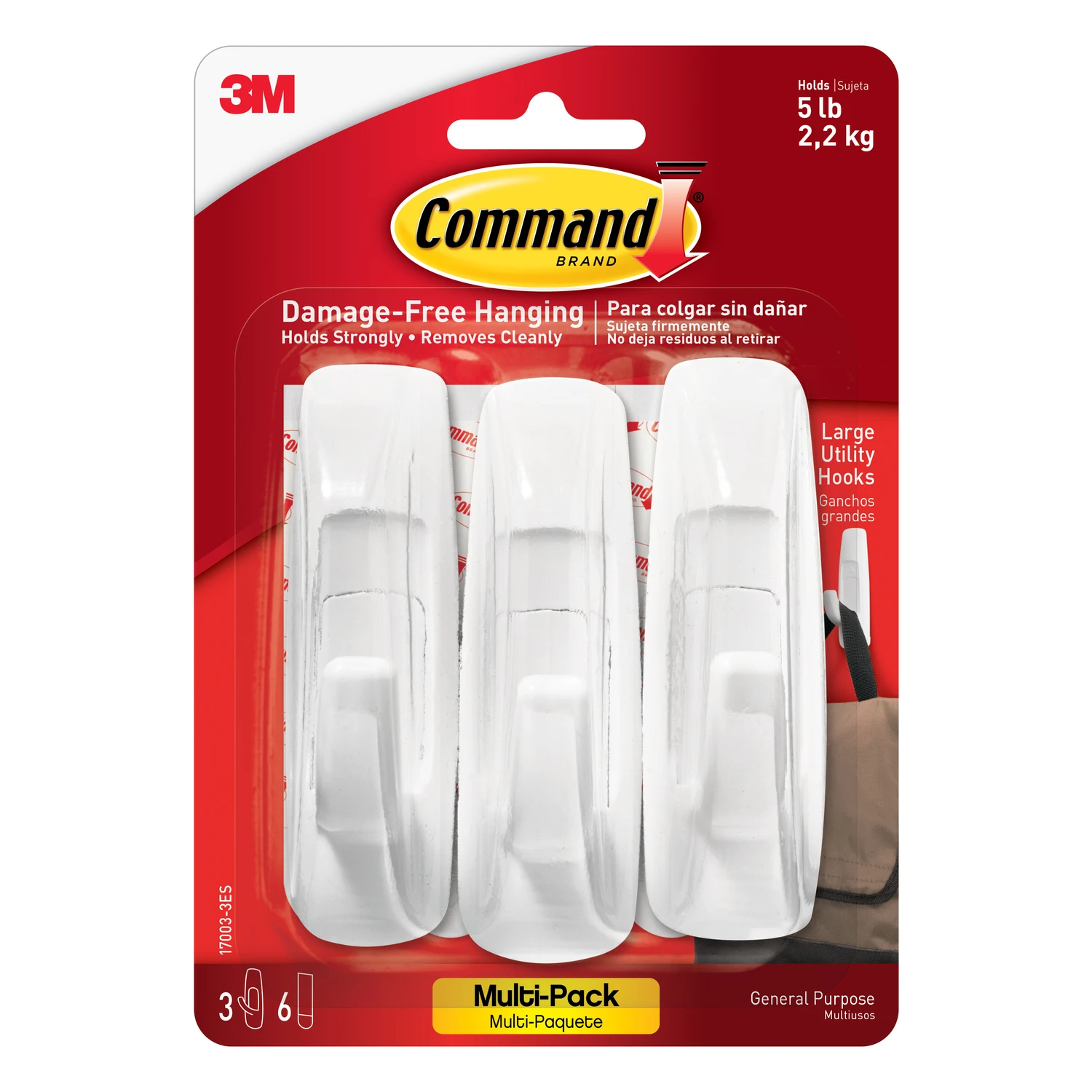 image of: Command Adhesive Designer Hook, White, 3pk