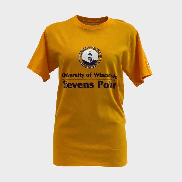 University of Wisconsin Stevens Point Short Sleeve Replen Tee1, Gold; $24.98