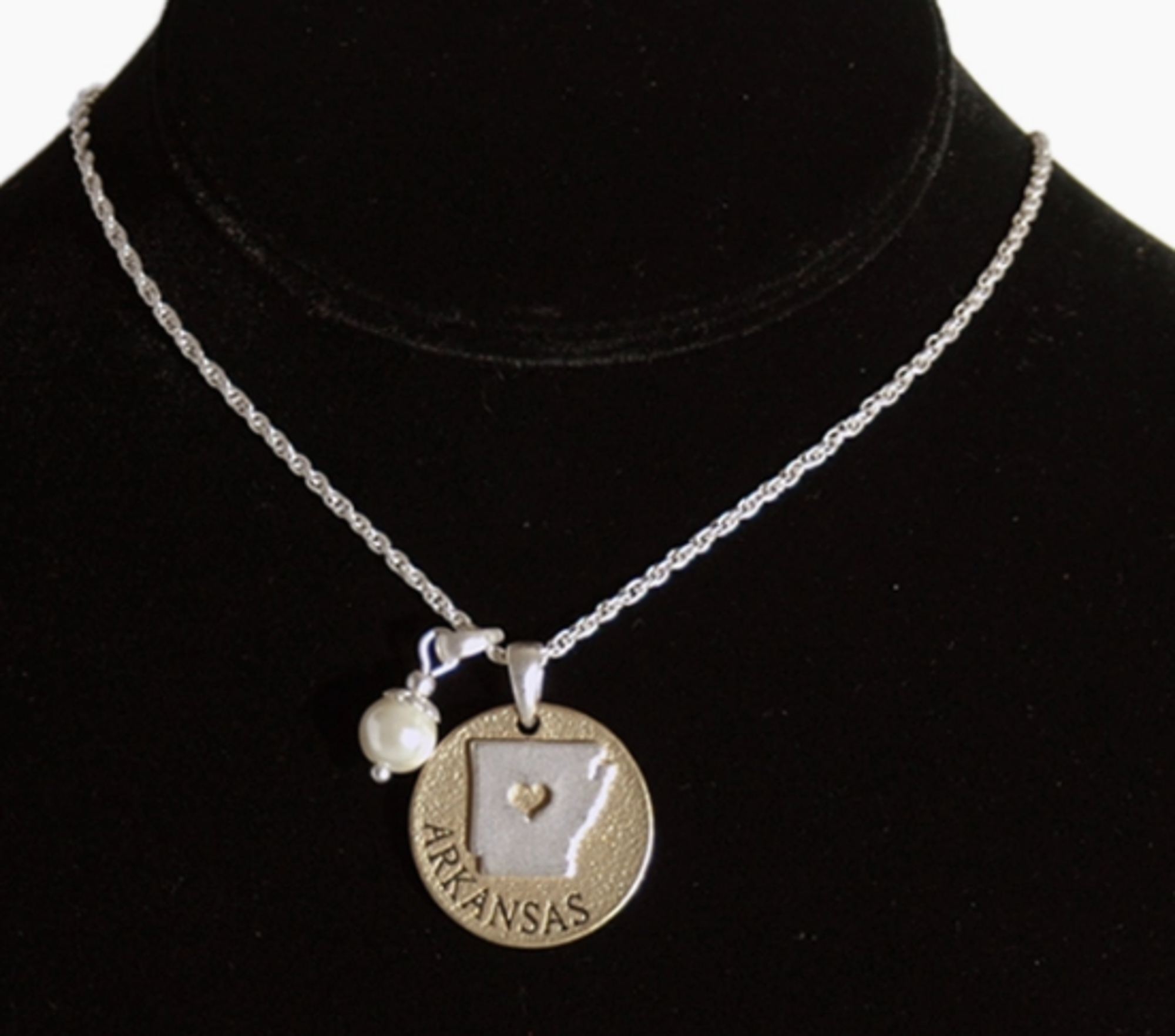 image of: Arkansas State Pearl Charm Necklace