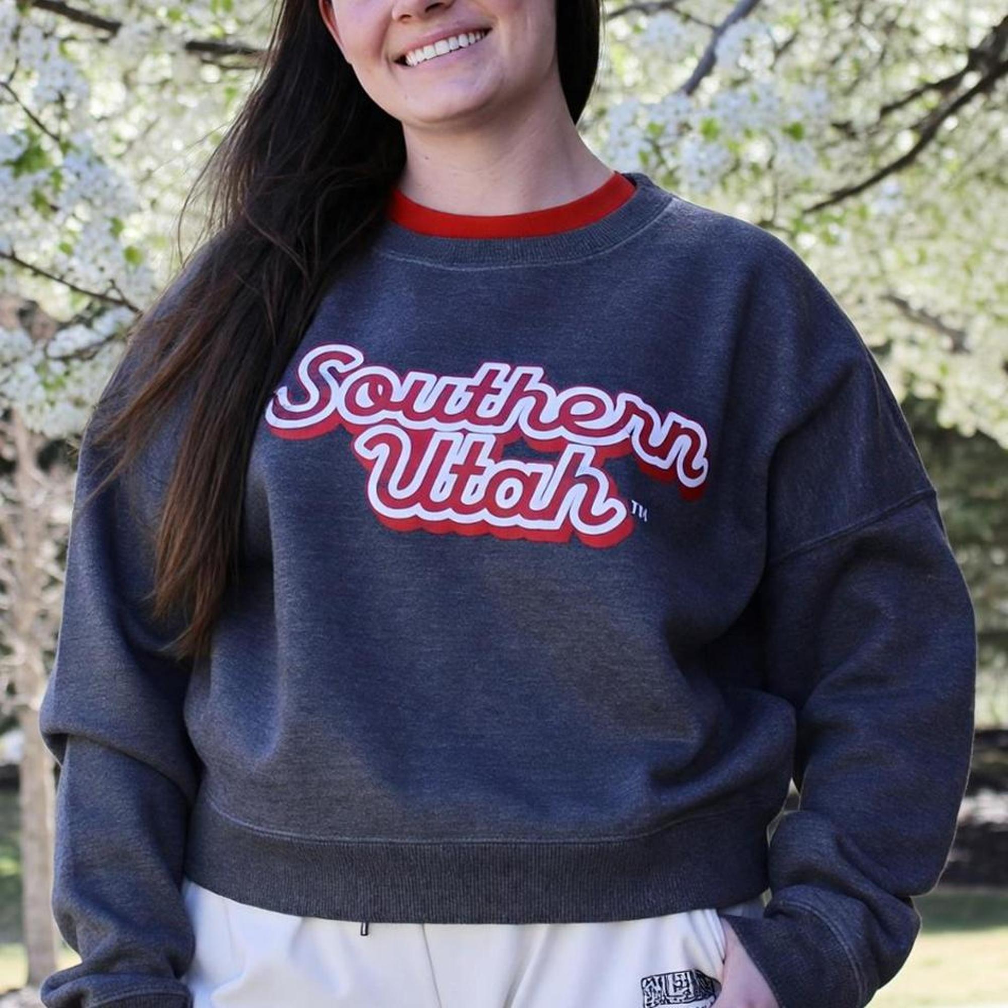 Product image 1 of 2 for MV Sport Women’s Crewneck – Charcoal, Southern Utah Print
