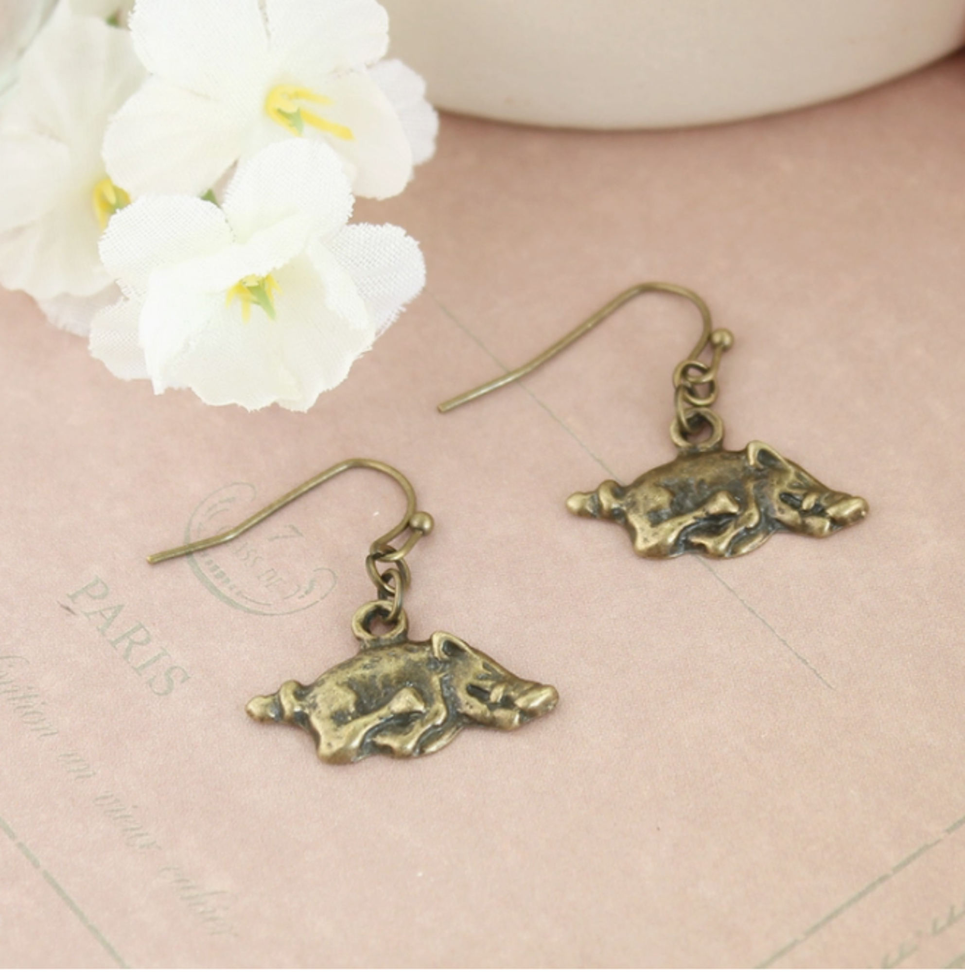 image of: Arkansas Razorbacks Vintage Running Hog Earrings