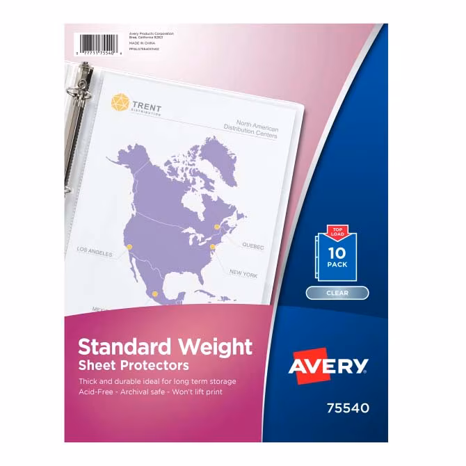 image of: Avery Top Loading 8.5in x 11in Sheet Protectors, 10 Pack