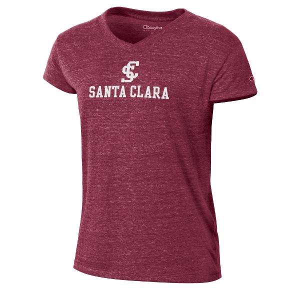 Santa Clara Broncos Champion Women's Triumph V-Neck Short Sleeve Tee, Garnet; $34.98