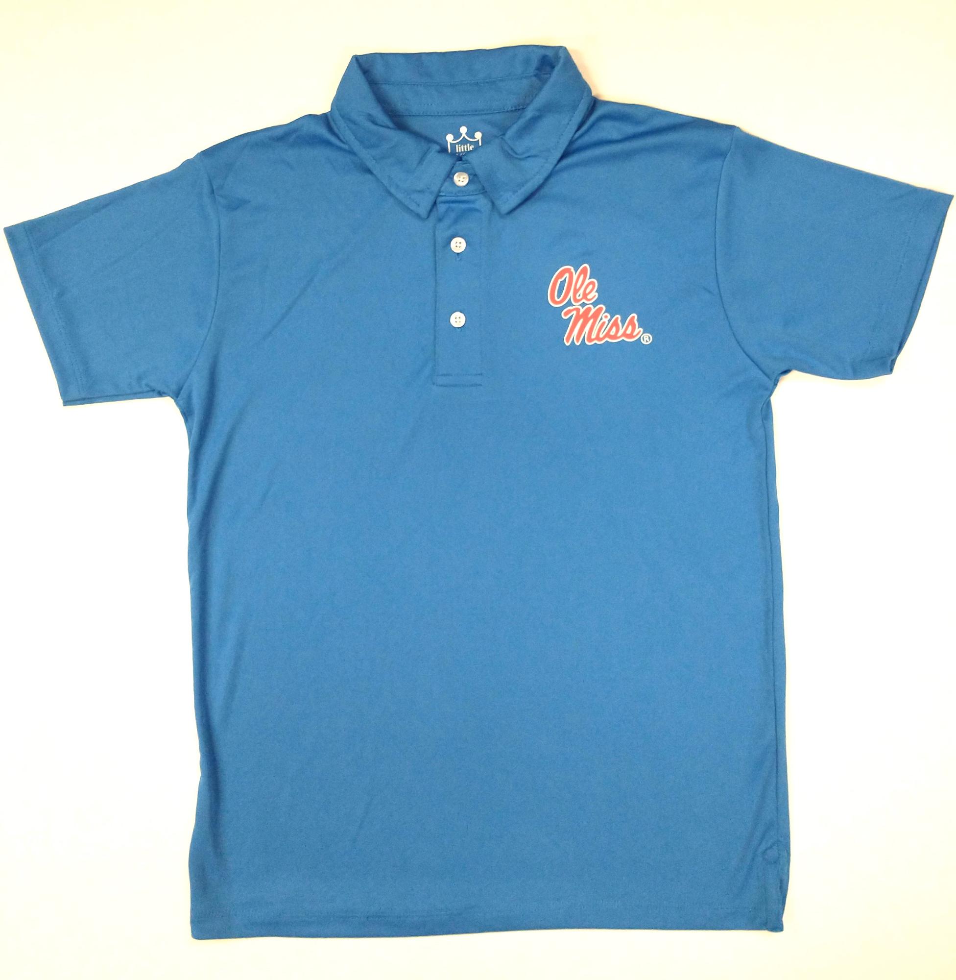 image of: Youth Ole Miss Poly Polo Powder Blue