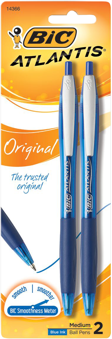 Product image 1 of 1 for Atlantis Retractable Ballpoint Pen Blue 1.0mm BP 2 Pk