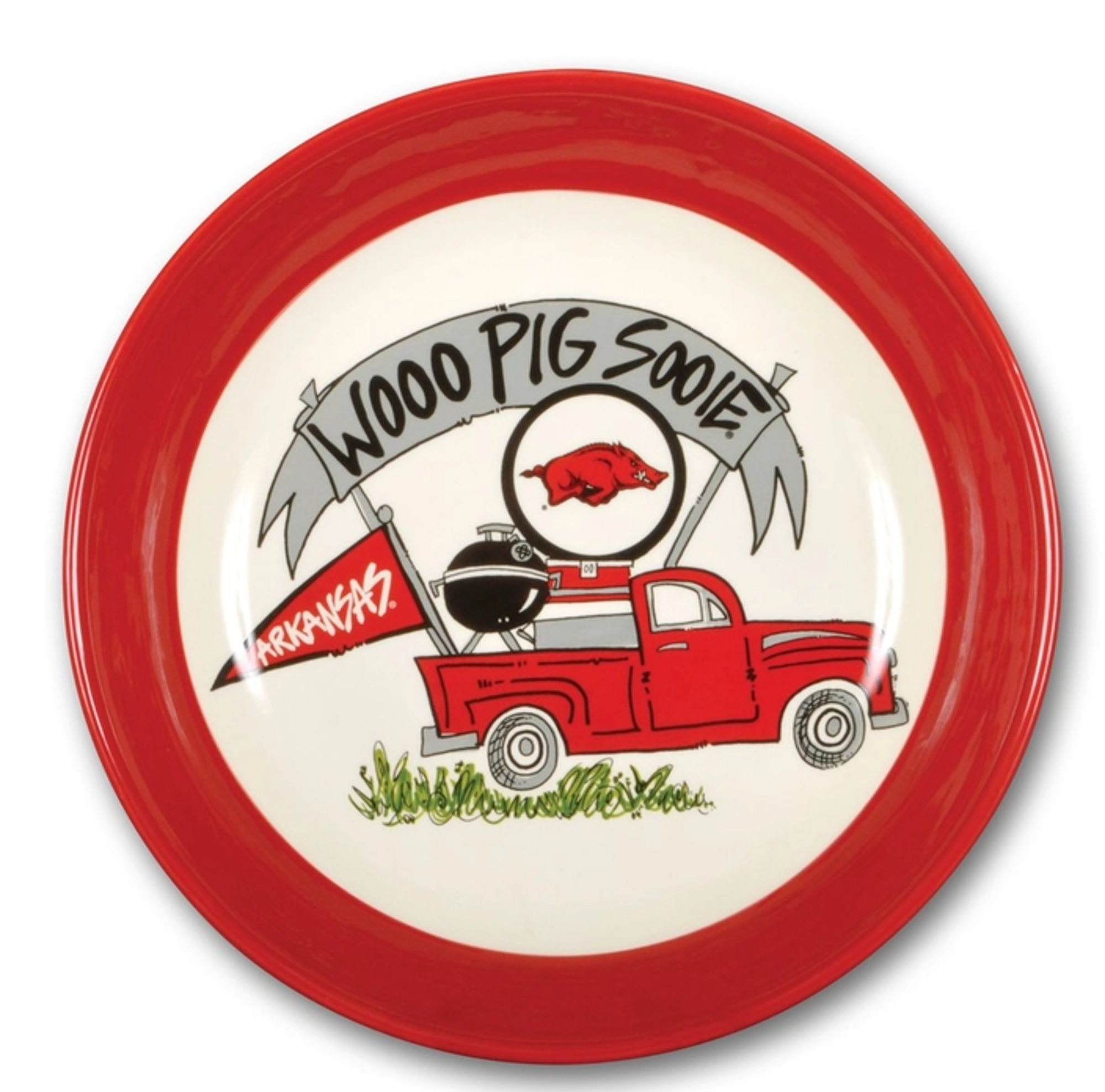 image of: Arkansas Razorbacks "Wooo Pig Sooie" Magnolia Lane Ceramic Red Truck Bowl