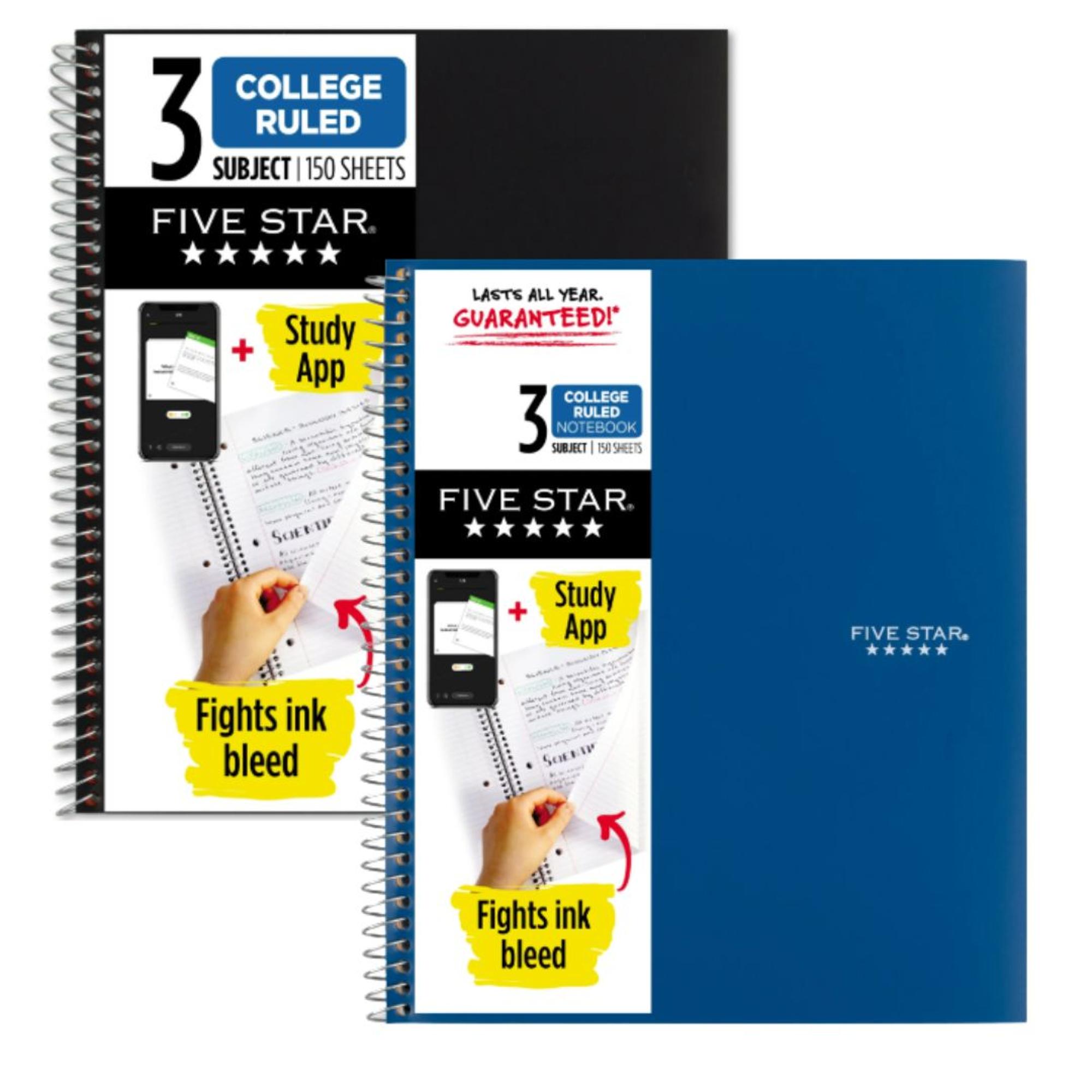 image of: Five Star - 3Sub - Notebook - Assorted Colors