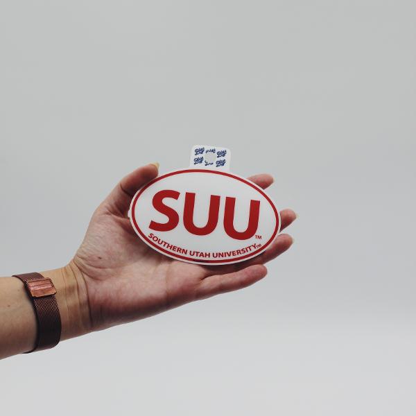 White and Red SUU Sticker; $4.99