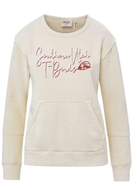 MV SPORT  WOMEN CREW W/POCKET VANILLA SOU/T-BIRDS; $39.99