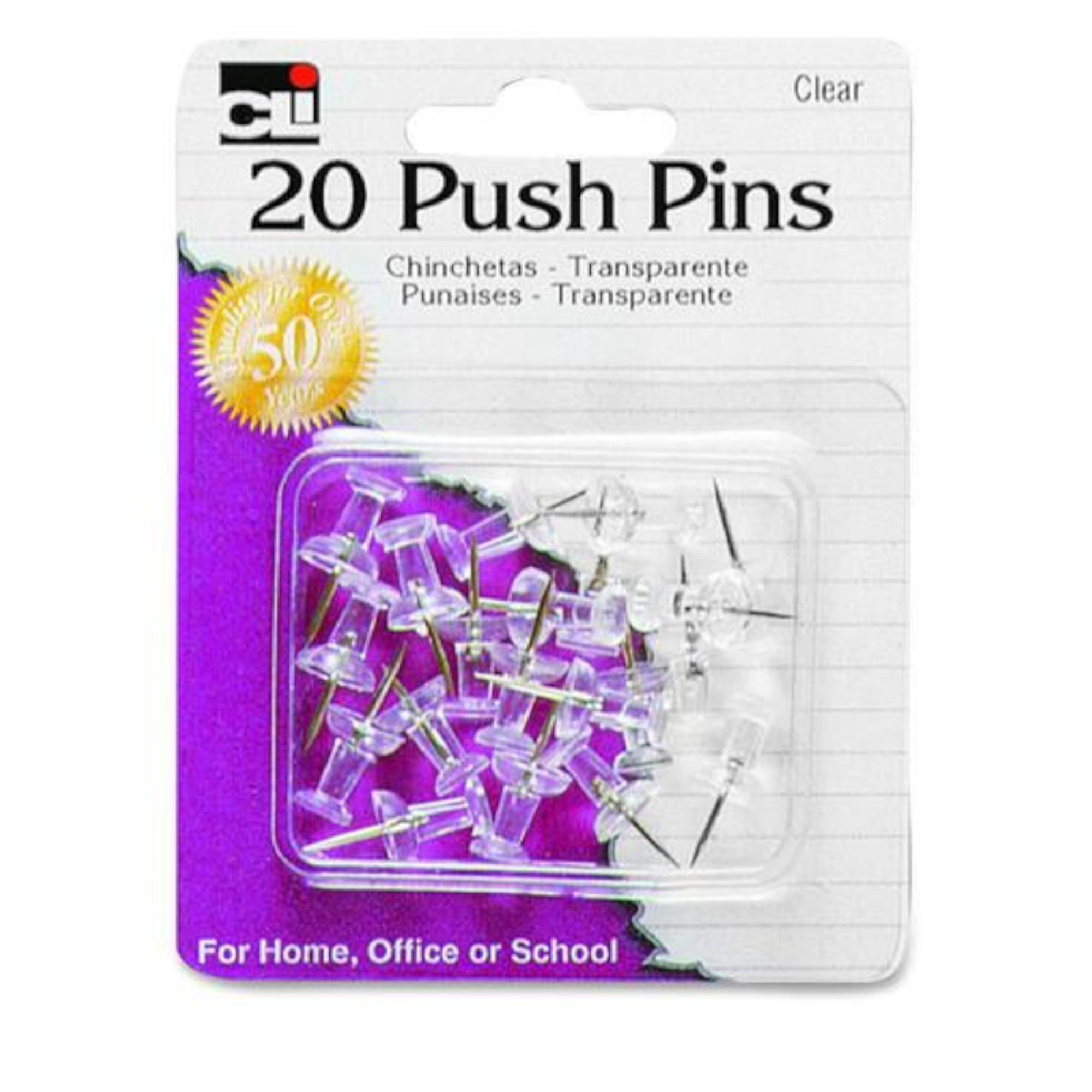 image of: PUSH PINS CLEAR 20 CT