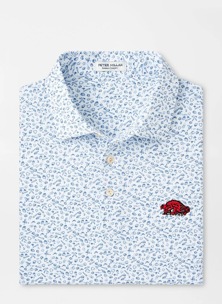 Arkansas Razorbacks Peter Millar Batter Up Slobber Hog Performance Jersey Polo; $145.00