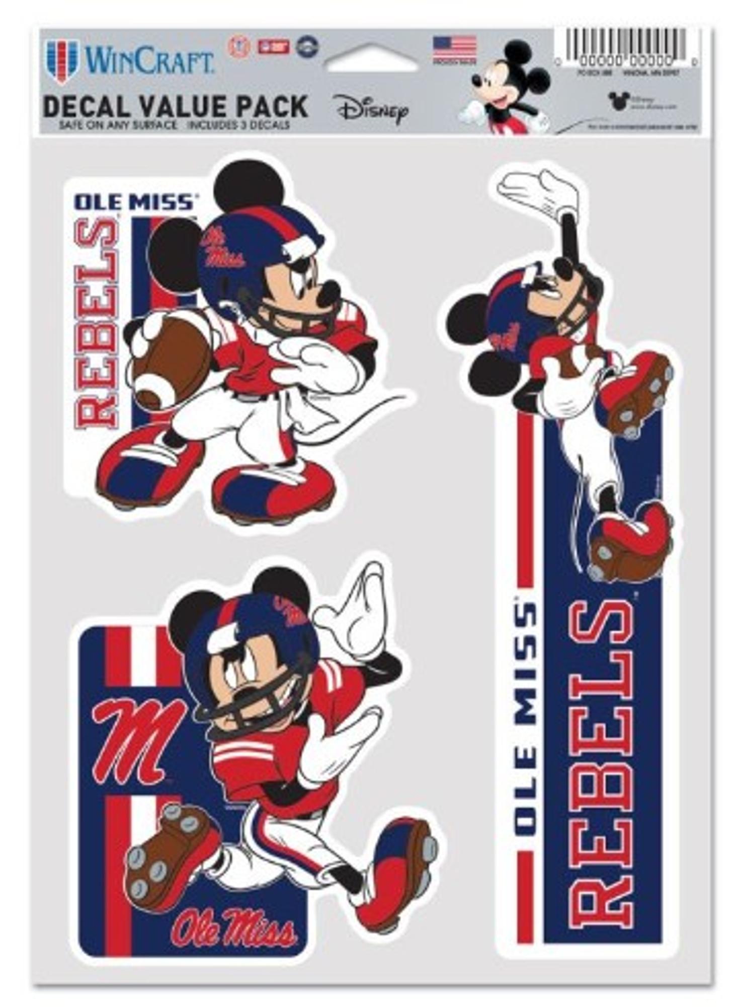 image of: Mickey Mouse Ole Miss Football Multi Use Decals 3pk