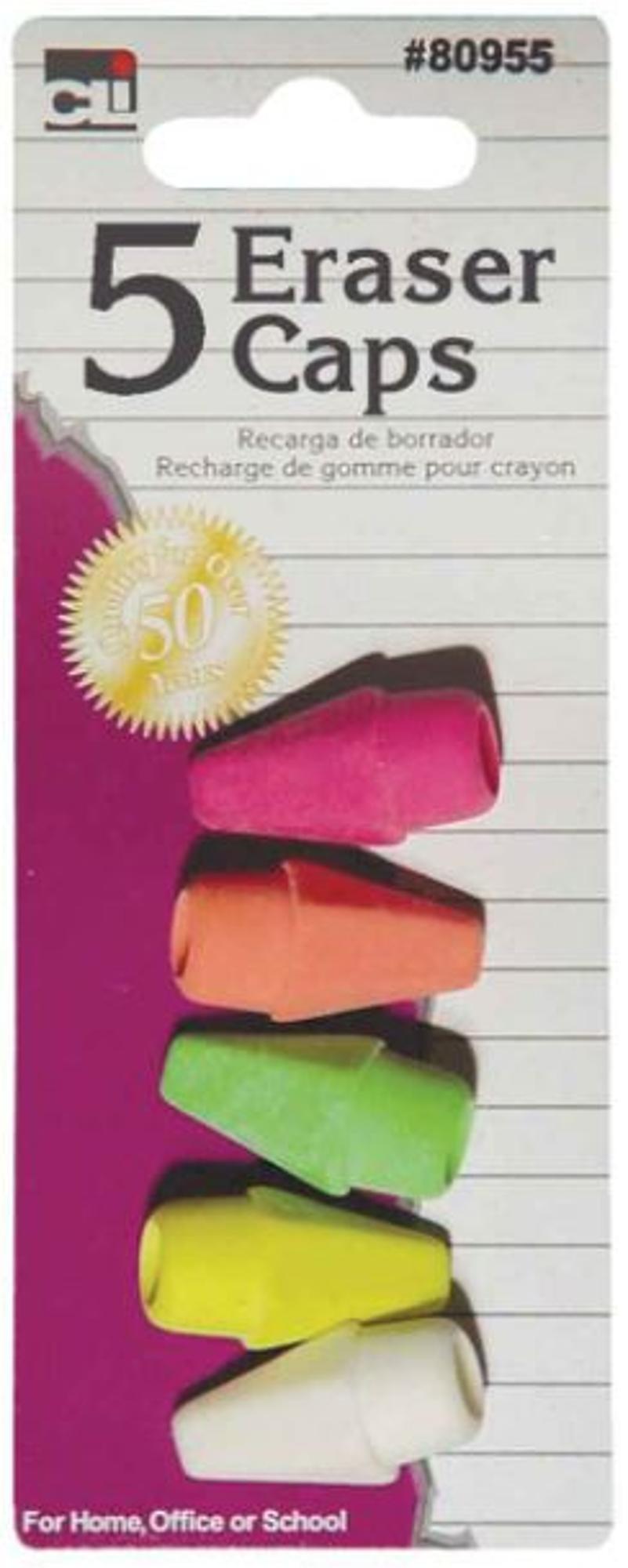 image of: Charles Leonard Multi Colored Eraser Caps 5pk