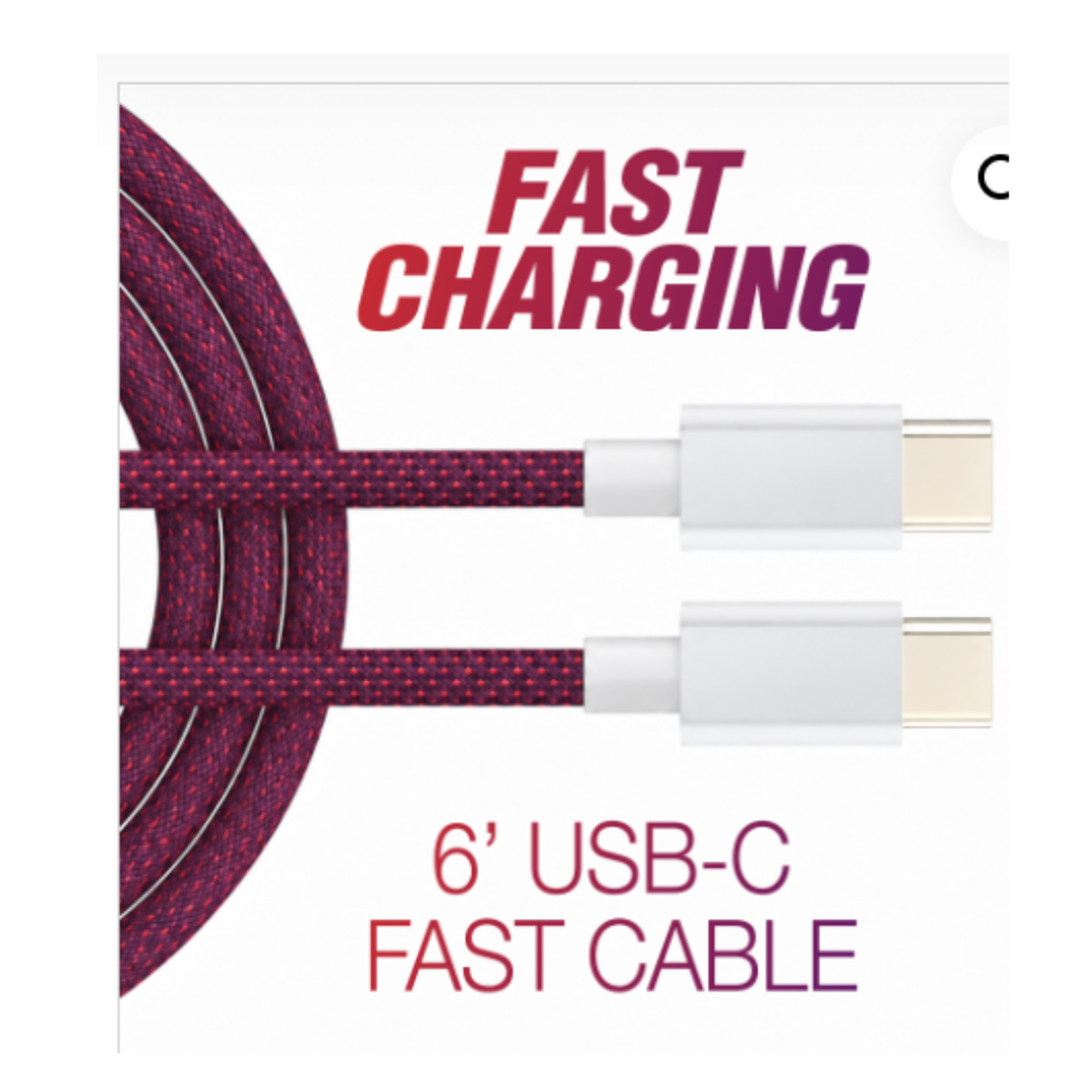 Product image 1 of 1 for CABLE USB-C to USB-C Fast 6' Red/Purple