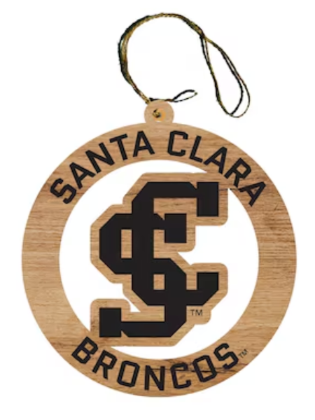Santa Clara University Timeless Etching Circular Wood Ornament; $14.98