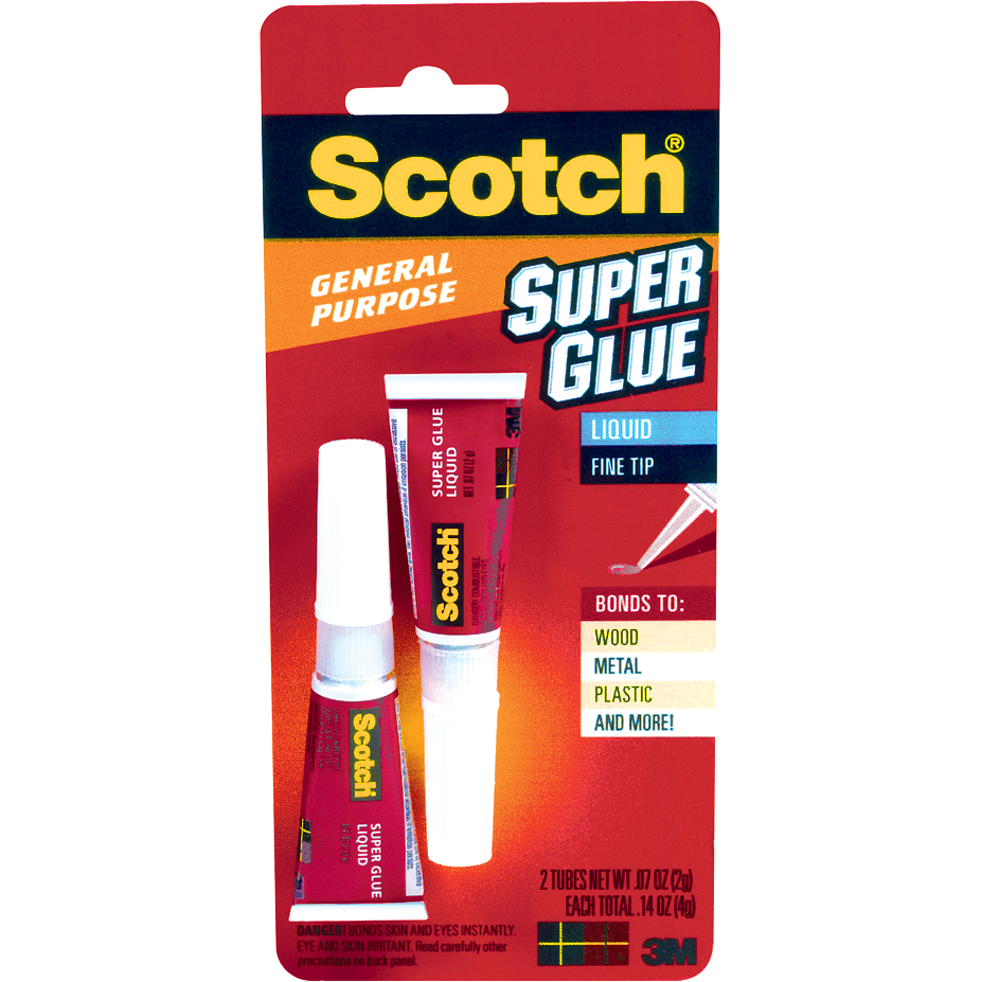 image of: Scotch Super Glue Liquid - Clear .07oz 2Pk BP