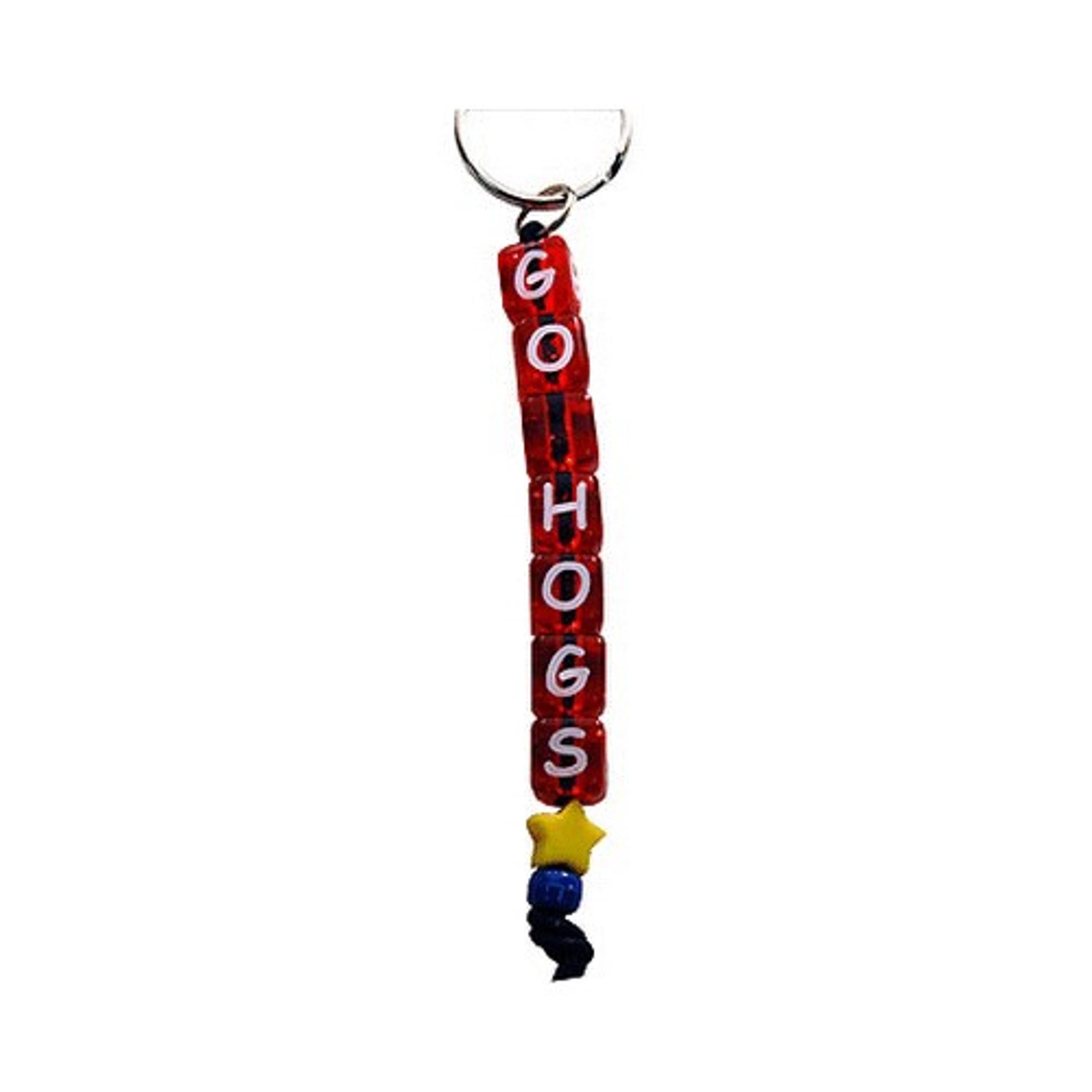 image of: Arkansas Razorbacks Keychain Beaded "Go Hogs" Large