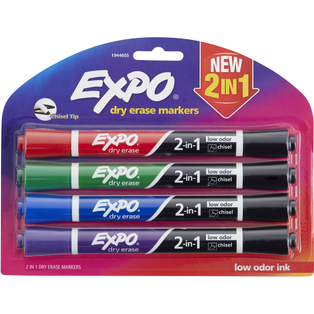 Product image 1 of 1 for Expo Dual End Low Oder Markers, Asst, 4pk