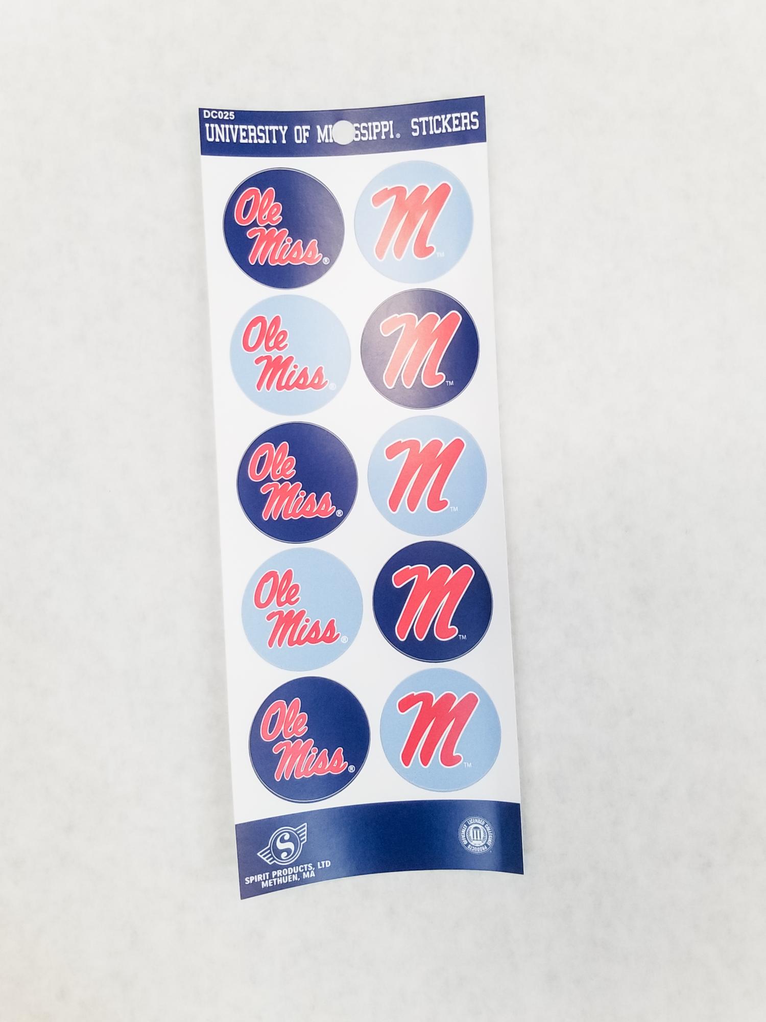 image of: Ole Miss Navy Powder Blue Sticker Sheet Set/10