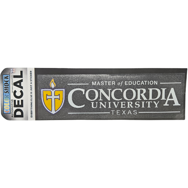 ColorShock Decal - Shield Concordia Texas - Master of Education; $6.99