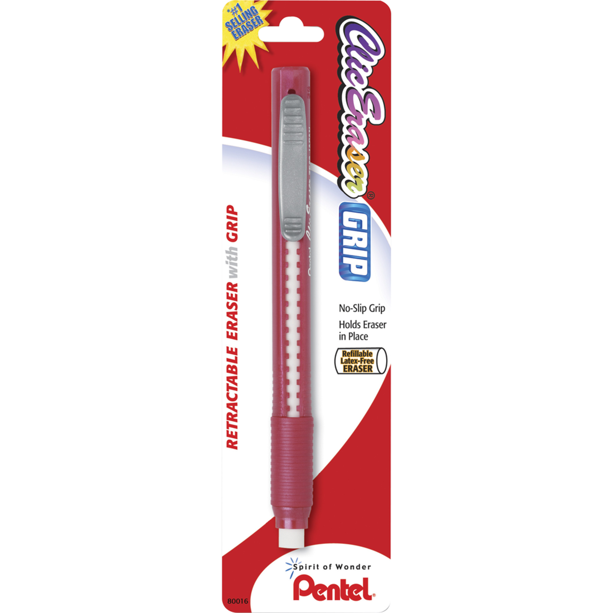 image of: Pentel Clic GRIP Eraser - Asst 1Pk BP