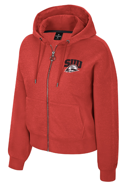 COLOSSEUM WOMENS FULL ZIP HOOD RED THOR LEFT CHEST; $58.00