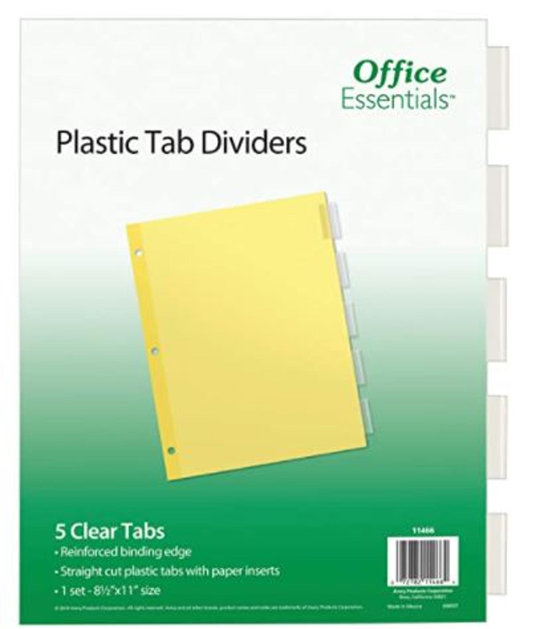 image of: Office Essentials Insertable Tab Dividers 5 Clear
