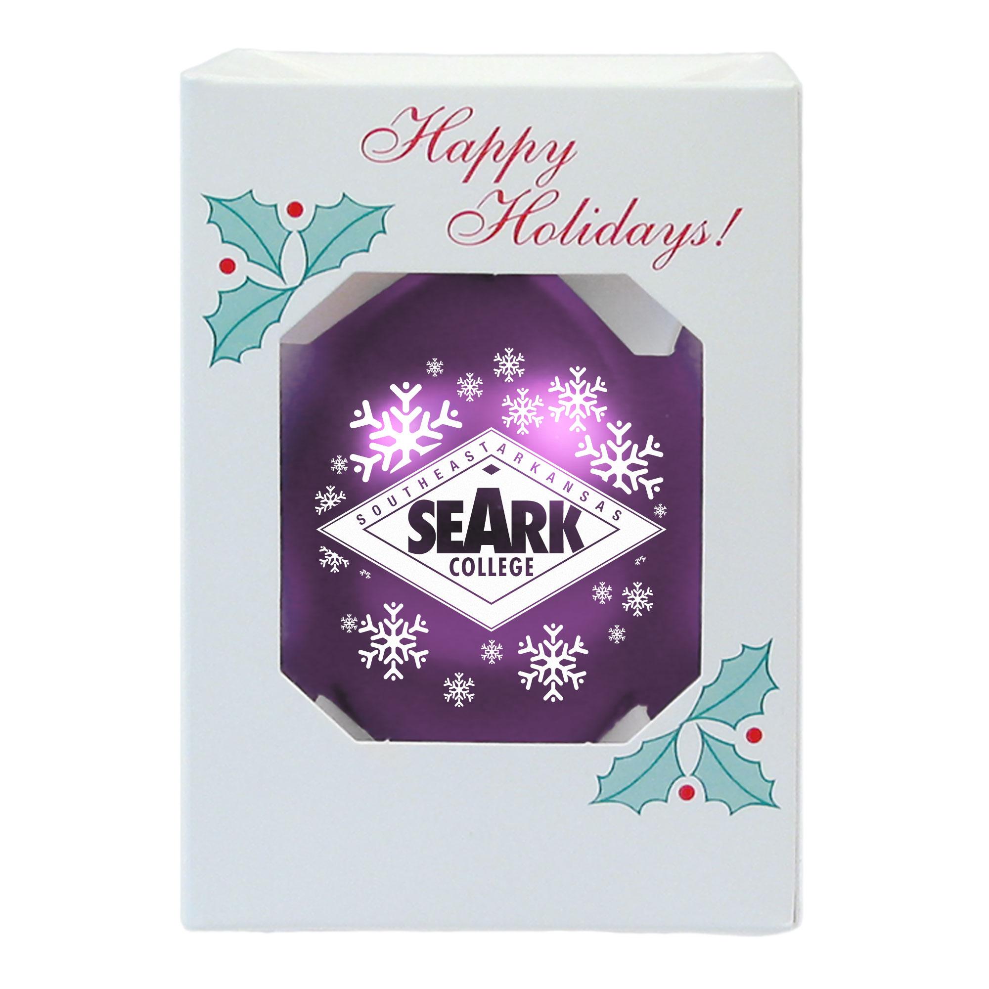 Product image 1 of 1 for Southeast Arkansas College Shatterproof 3.25in Ornament, Purple