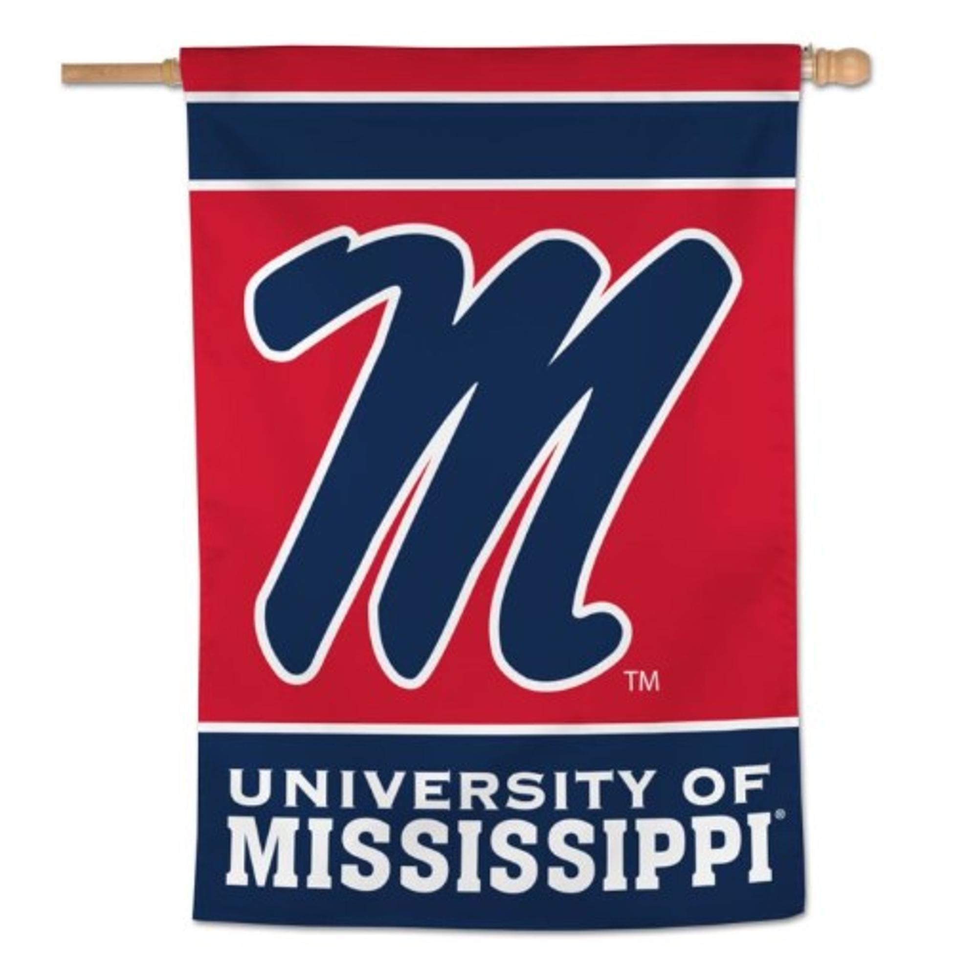 image of: Cursive M University of Mississippi Banner 28x40