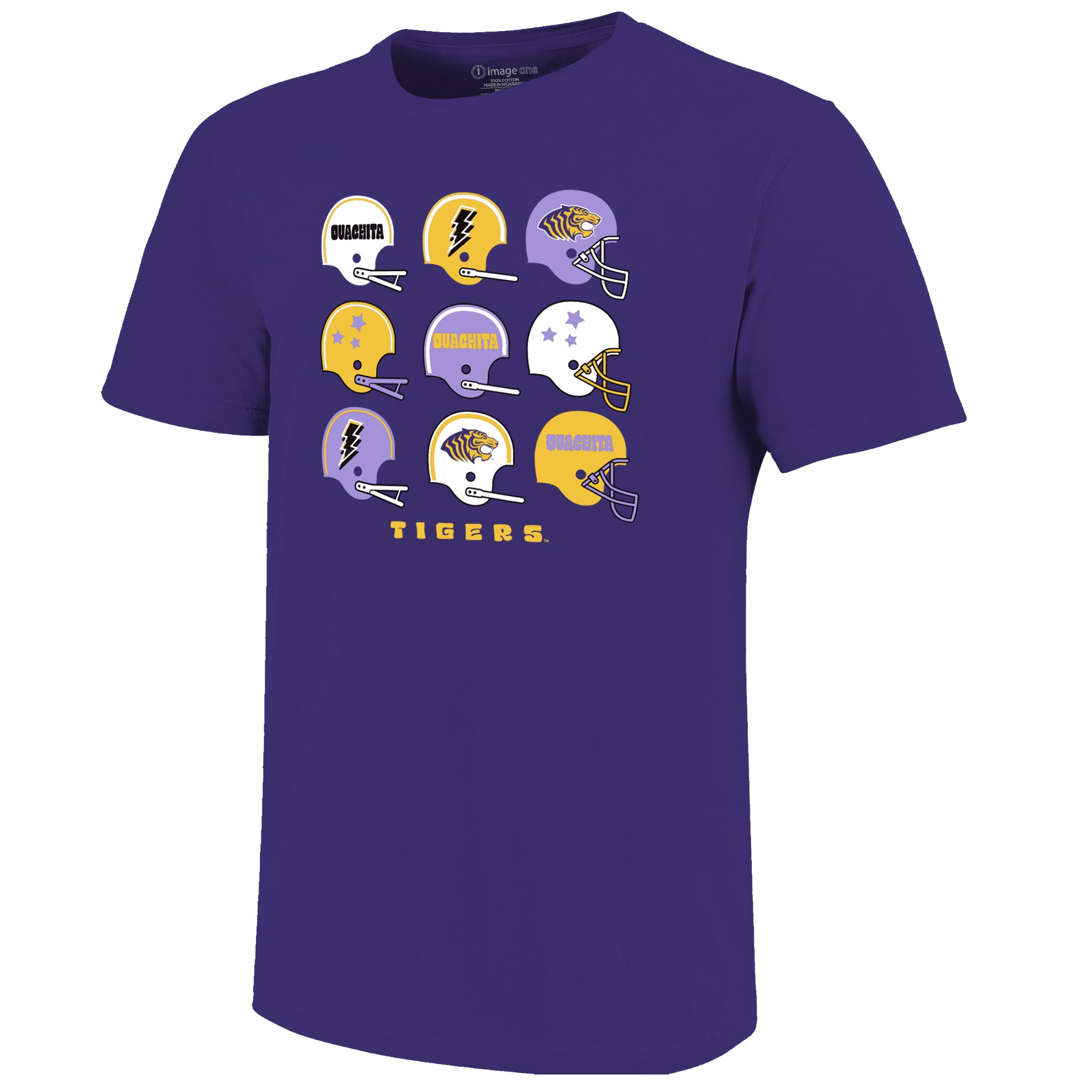 image of: Ouachita Vintage Helmet Stack Soft Washed Short Sleeve Tee