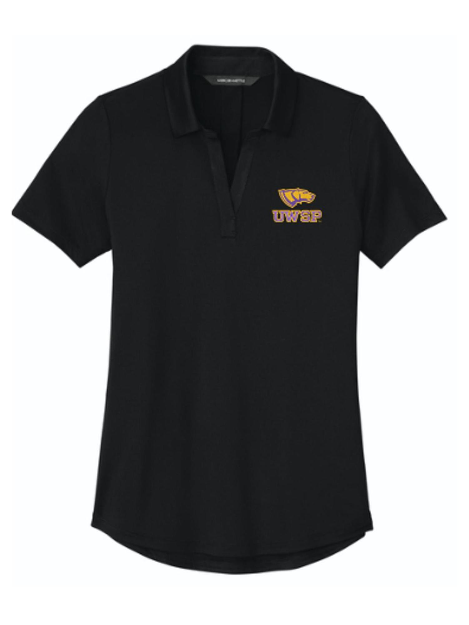 Product image 1 of 1 for UWSP Pointer Embroidered Women's Recharge Jersey Polo, Deep Black