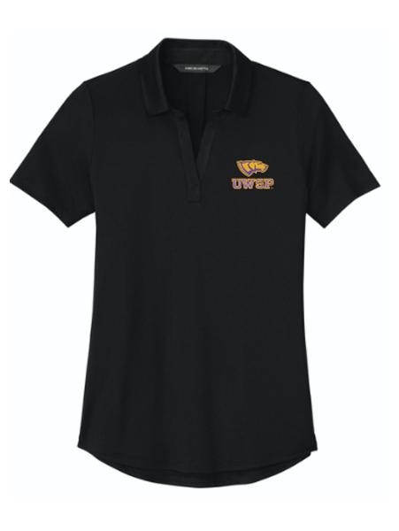 UWSP Pointer Embroidered Women's Recharge Jersey Polo, Deep Black; $58.98