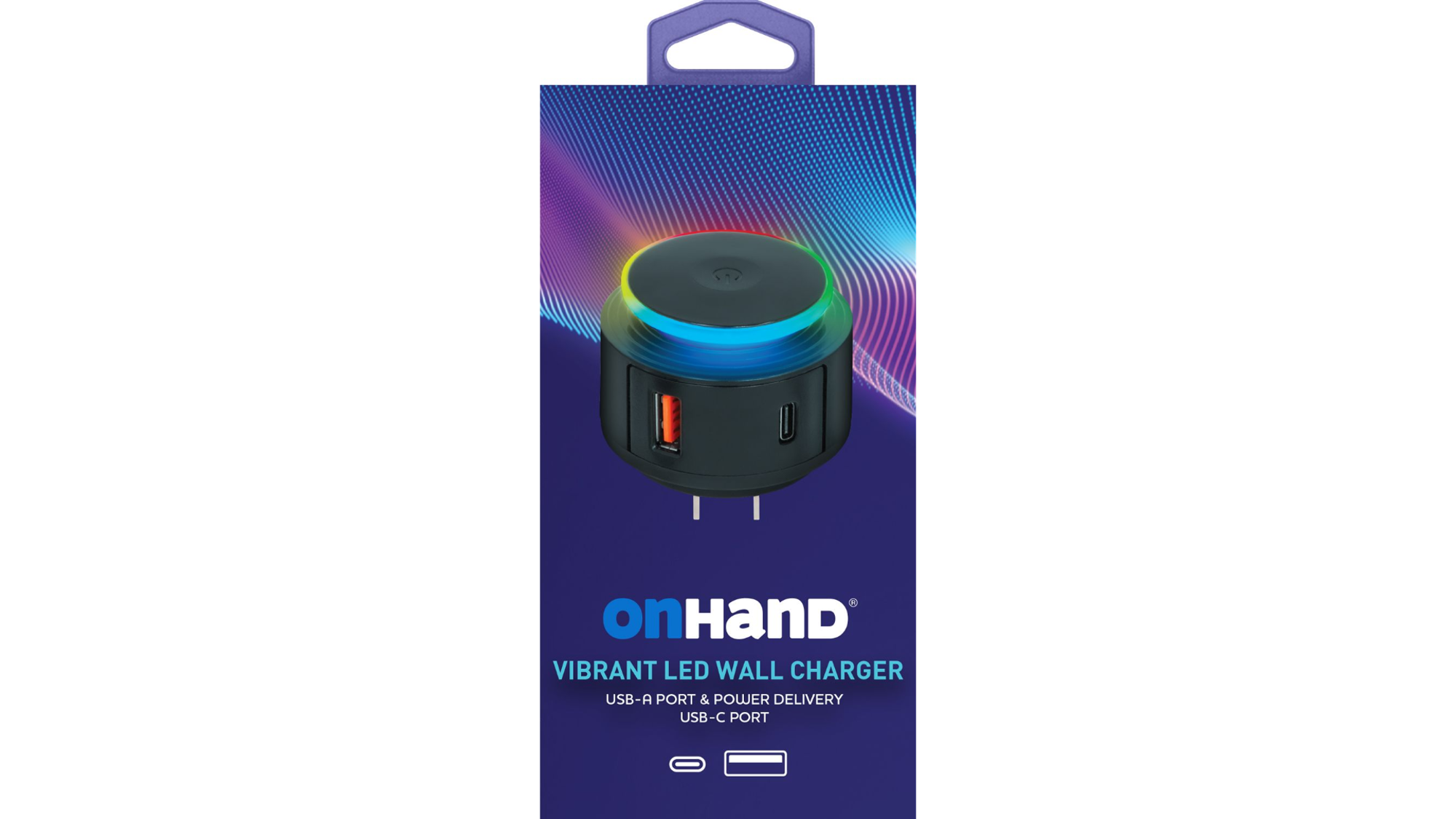 Product image 1 of 1 for OnHand Vibrant LED Wall Charger 20W USB-A/USB-C