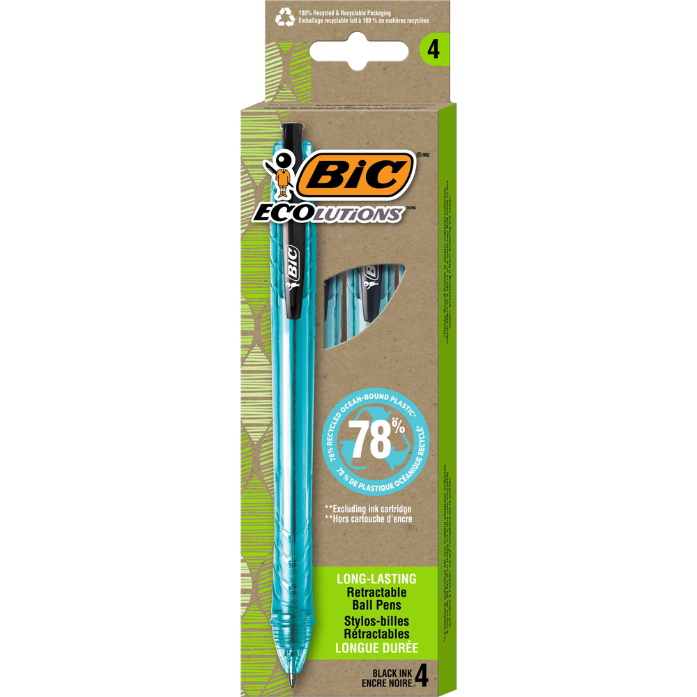 Product image 1 of 1 for BIC ECOlutions Ocean Retractable Ballpoint Pen, 4pk