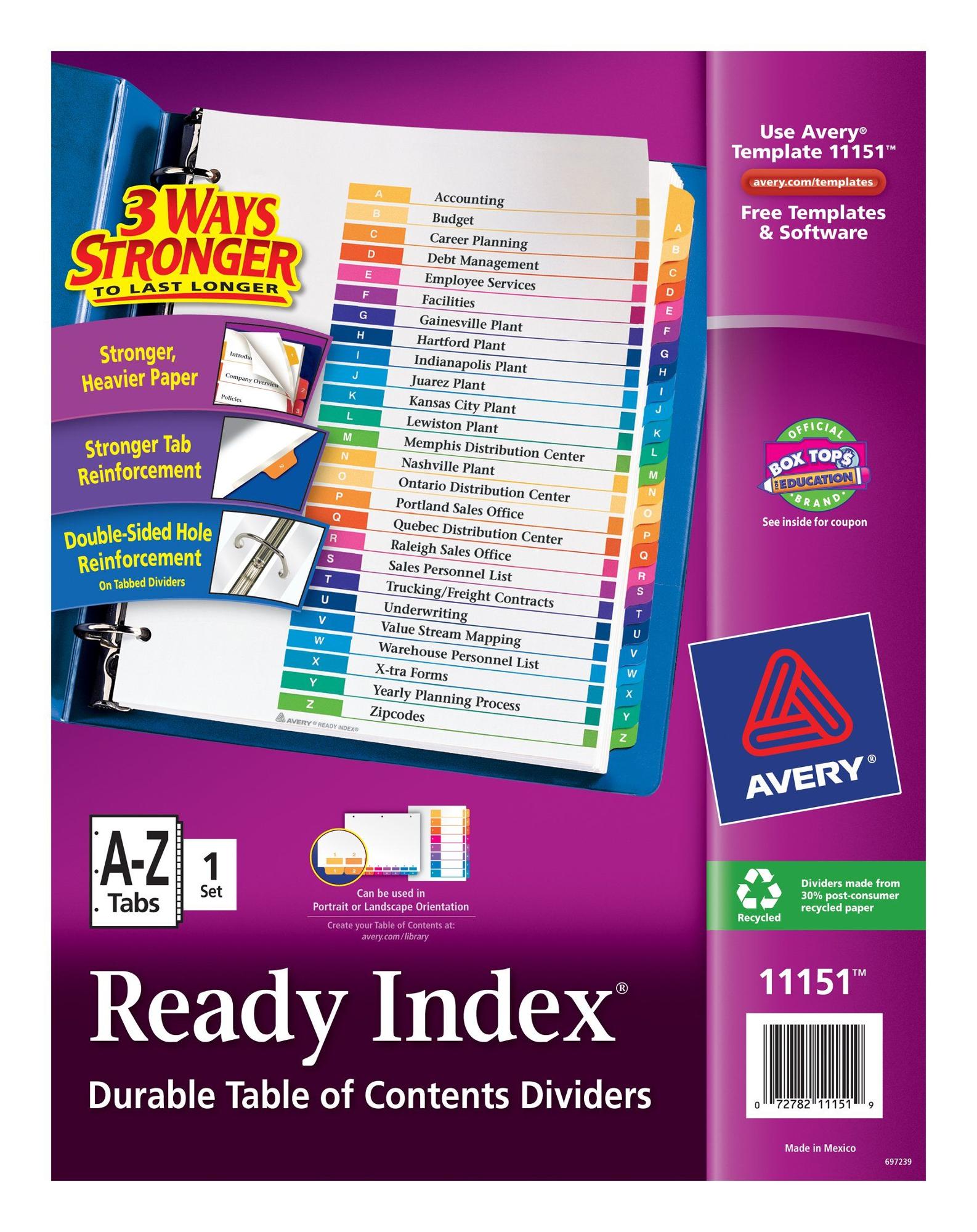 image of: Ready Index A-Z Tabs