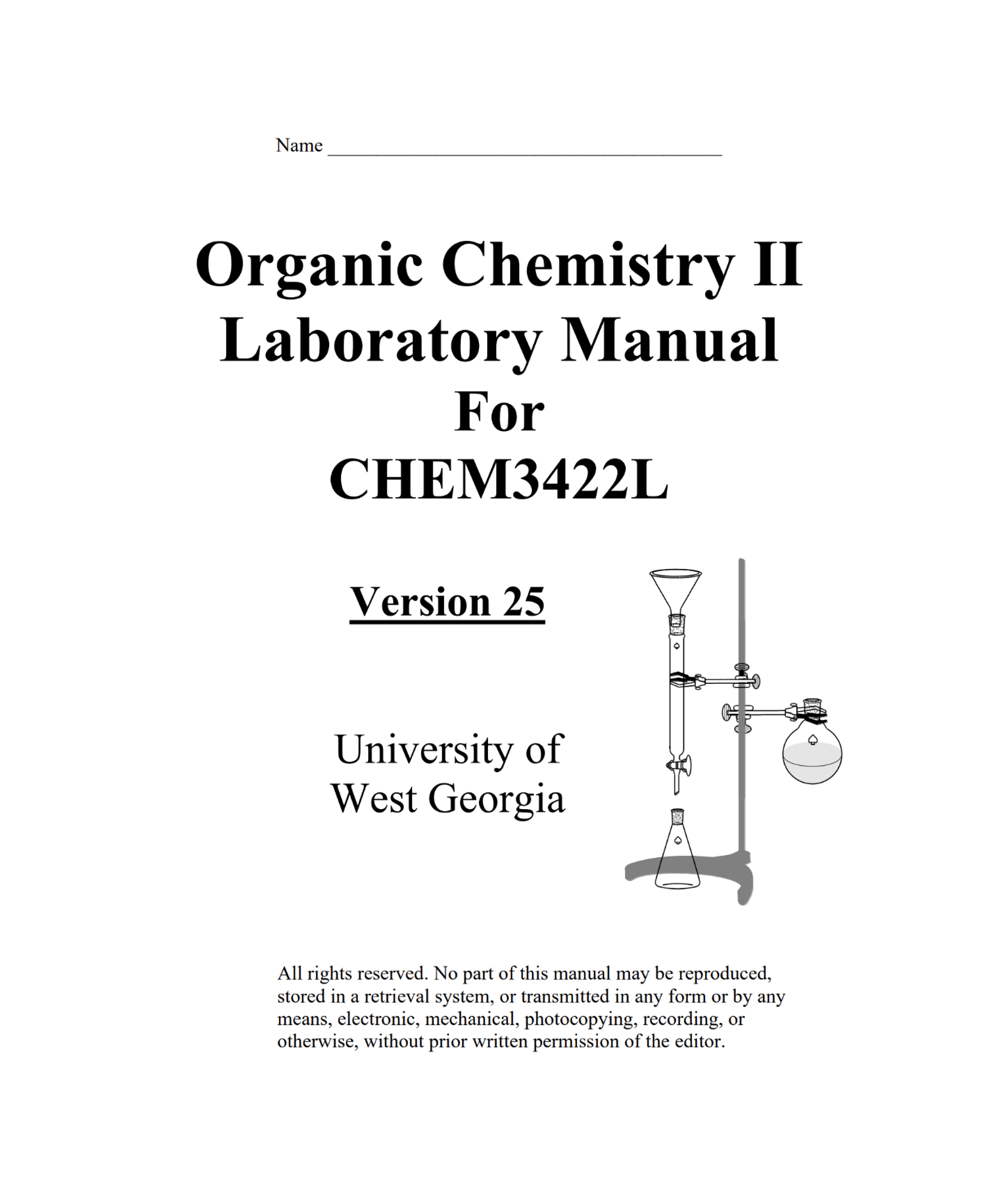 Cover image for CHEM 3422L LAB MANUAL - SUMMER 2026