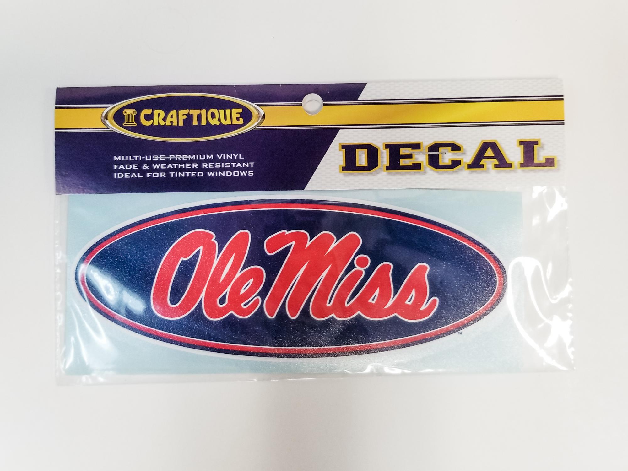 image of: Ole Miss Oval Script Decal 6in