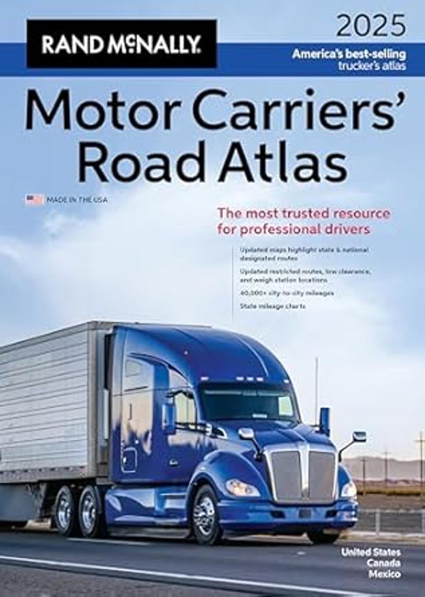 Cover image for Motor Carriers' Road Atlas 2025: United States, Canada, Mexico (Rand McNally Motor Carriers' Road Atlas)