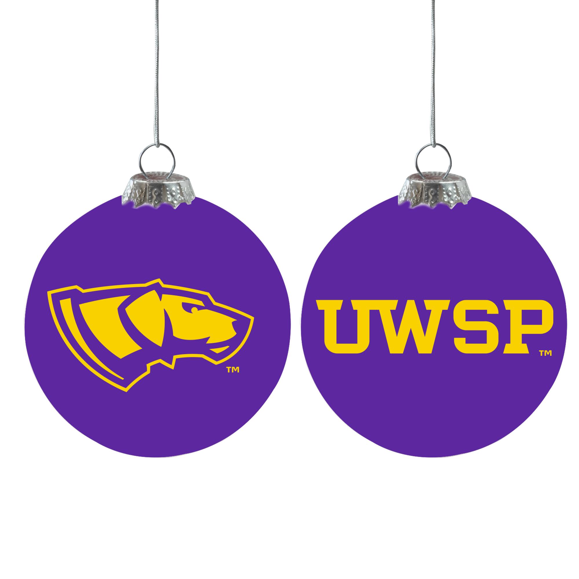 Product image 1 of 1 for UWSP Dog Head Glass Ball Ornament, Purple