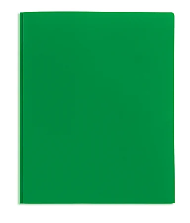 image of: Office Depot® Brand 2-Pocket Poly Folder with Prongs #2, Letter Size, Green