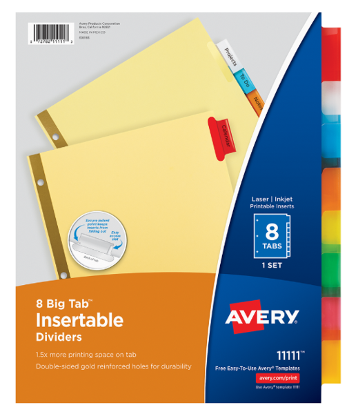 Avery Big Tab Insertable Buff Paper Dividers, 8 Tabs; $2.98
